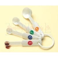 Winco MSPP-4, Set of White Plastic Measuring Spoons with Capacity Marking,  0.25, 0.5, 1 Teaspoon and 1 Tablespoon